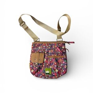 Lily Bloom Vibrant Colors Crossbody Bag W/Adjustable Strap and zip close.